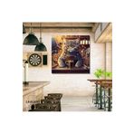 Gaagart Kare Kanvas Kahve Köşesi Cafe Tablosu Barista British Shorthair, 50 X 50