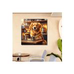 Gaagart Kare Kanvas Kahve Köşesi Cafe Tablosu Barista Golden Retriever, 70 X 70