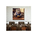 Gaagart Kare Kanvas Kahve Köşesi Cafe Tablosu Barista Gri British Kedi, 90 X 90