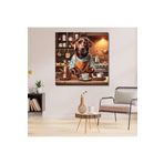 Gaagart Kare Kanvas Kahve Köşesi Cafe Tablosu Barista Kahverengi Labrador, 50 X 50