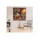 Gaagart Kare Kanvas Kahve Köşesi Cafe Tablosu Barista Kahverengi Labrador, 70 X 70