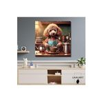 Gaagart Kare Kanvas Kahve Köşesi Cafe Tablosu Barista Kaniş Köpek, 50 X 50