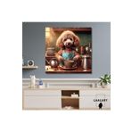 Gaagart Kare Kanvas Kahve Köşesi Cafe Tablosu Barista Kaniş Köpek, 90 X 90