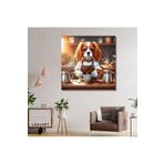 Gaagart Kare Kanvas Kahve Köşesi Cafe Tablosu Barista King Charles Köpek, 40 X 40