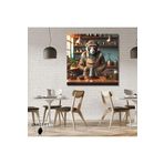 Gaagart Kare Kanvas Kahve Köşesi Cafe Tablosu Barista Maymun, 50 X 50