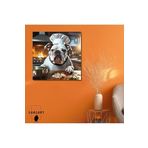 Gaagart Kare Kanvas Mutfak Tablosu Aşçı Hayvanlar Beyaz Siyah Bulldog, 40 X 40