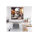 Gaagart Kare Kanvas Mutfak Tablosu Aşçı Hayvanlar British Shorthair, 70 X 70