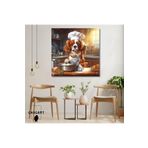 Gaagart Kare Kanvas Mutfak Tablosu Aşçı Hayvanlar King Charles Köpek, 50 X 50