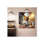Gaagart Kare Kanvas Mutfak Tablosu Aşçı Hayvanlar Pomeranian Köpek, 40 X 40