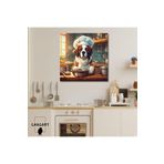Gaagart Kare Kanvas Mutfak Tablosu Aşçı Hayvanlar Saint Bernard, 90 X 90