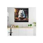 Gaagart Kare Kanvas Mutfak Tablosu Aşçı Hayvanlar Samoyed Köpek, 90 X 90