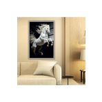 GAAGART Metal Çerçeveli Cam Tablo Şaha Kalkan Beyaz At Görseli 40 x 60 gartNM4411