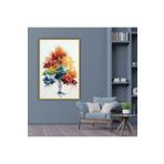 Gaagart Metal Çerçeveli Temperli Cam Tablo Çizgisel Ağaç İllüstrasyon, 60 X 90