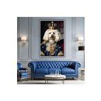 GAAGART Metal Çerçeveli Temperli Cam Tablo Kral Kostümlü Toy Poodle 60 x 90 gartNM5889