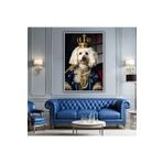 GAAGART Metal Çerçeveli Temperli Cam Tablo Kral Kostümlü Toy Poodle 70 x 100 gartNM5886