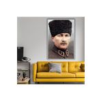 Gaagart Metal Çerçeveli Temperli Cam Tablo Portre Kalpaklı Atatürk, 60 X 90
