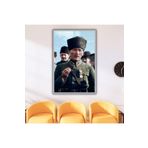 Gaagart Metal Çerçeveli Temperli Cam Tablo Yeşil Üniformalı Atatürk, 40 X 60