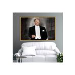 Gaagart Metal Çerçeveli Yatay Cam Ofis Duvar Tablosu Kemal Atatürk, 100 X 70