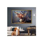 Gaagart Metal Çerçeveli Yatay Cam Tablo Bohem Vazoda Kuru Çiçek Tasarım, 90 X 60