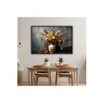 Gaagart Metal Çerçeveli Yatay Cam Tablo Vazoda Kuru Çiçek Ve Papatyalar, 40 X 30