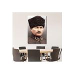 Gaagart Tekli Dikey Kanvas Duvar Tablosu Kalpaklı Atatürk Portresi, 40 X 60