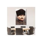 Gaagart Tekli Dikey Kanvas Duvar Tablosu Kalpaklı Atatürk Portresi, 60 X 90