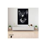 Gaagart Tekli Dikey Kanvas Duvar Tablosu Karşıdan Kanatlarını Açmış Siyah Beyaz Kartal, 80 X 120
