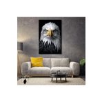 Gaagart Tekli Dikey Kanvas Duvar Tablosu Karşıdan Kara Kartal Yakın Çekim, 100 X 150