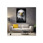 Gaagart Tekli Dikey Kanvas Duvar Tablosu Karşıdan Kara Kartal Yakın Çekim, 60 X 90