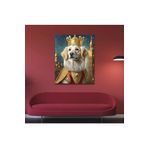 GAAGART Tekli Dikey Kanvas Duvar Tablosu Kral Kostümlü Beyaz Golden Köpek 40 x 60 gartNM7227