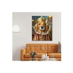 GAAGART Tekli Dikey Kanvas Duvar Tablosu Kral Kostümlü Golden Köpek 30 x 40 gartNM7235