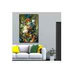 Gaagart Tekli Dikey Kanvas Duvar Tablosu Mavi Çok Renkli Çiçekler, 80 X 120