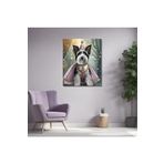 GAAGART Tekli Dikey Kanvas Duvar Tablosu Prenses Kostümlü Siyah Beyaz Terrier 60 x 90 gartNM7394