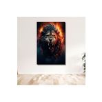 Gaagart Tekli Dikey Kanvas Duvar Tablosu Puslu Kırmızı Aslan Portresi, 60 X 90