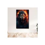 Gaagart Tekli Dikey Kanvas Duvar Tablosu Puslu Kırmızı Aslan Portresi, 80 X 120