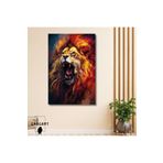 Gaagart Tekli Dikey Kanvas Duvar Tablosu Sarı Kırmızı Aslan Portresi, 60 X 90