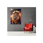Gaagart Tekli Dikey Kanvas Duvar Tablosu Sarı Kırmızı Atkılı Aslan, 60 X 90