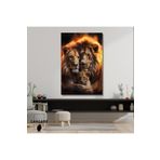Gaagart Tekli Dikey Kanvas Duvar Tablosu Sıkı Sarılmış Aslan Aile Portresi, 40 X 60