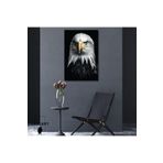 Gaagart Tekli Dikey Kanvas Duvar Tablosu Siyah Beyaz Kara Kartal Karşıdan, 80 X 120