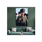 Gaagart Tekli Dikey Kanvas Duvar Tablosu Yeşil Üniformalı Atatürk, 30 X 40
