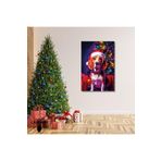 Gaagart Tekli Dikey Kanvas Duvar Tablosu Yılbaşı Hediyesi Noel Baba Kostümlü Beagle, 80 X 120