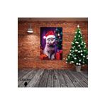 Gaagart Tekli Dikey Kanvas Duvar Tablosu Yılbaşı Hediyesi Noel Baba Kostümlü British Shorthair, 60 X 90