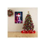 Gaagart Tekli Dikey Kanvas Duvar Tablosu Yılbaşı Hediyesi Noel Baba Kostümlü Chihuahua, 80 X 120