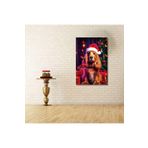 Gaagart Tekli Dikey Kanvas Duvar Tablosu Yılbaşı Hediyesi Noel Baba Kostümlü Cocker, 100 X 150