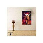 Gaagart Tekli Dikey Kanvas Duvar Tablosu Yılbaşı Hediyesi Noel Baba Kostümlü Cocker, 60 X 90