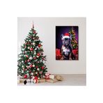 Gaagart Tekli Dikey Kanvas Duvar Tablosu Yılbaşı Hediyesi Noel Baba Kostümlü French Bulldog, 30 X 40
