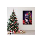 Gaagart Tekli Dikey Kanvas Duvar Tablosu Yılbaşı Hediyesi Noel Baba Kostümlü French Bulldog, 80 X 120