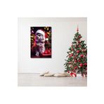 Gaagart Tekli Dikey Kanvas Duvar Tablosu Yılbaşı Hediyesi Noel Baba Kostümlü Gri Kedi, 50 X 70