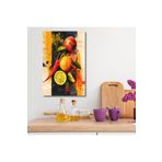 Gaagart Tekli Dikey Kanvas Mutfak Tablosu Portakal Nar Biber Ve Limon, 50 X 70