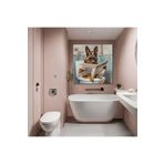 GAAGART Tekli Kare Kanvas Banyo Tablosu Gazete Okuyan Alman Kurt Köpeği 40 x 40 gartNM8417